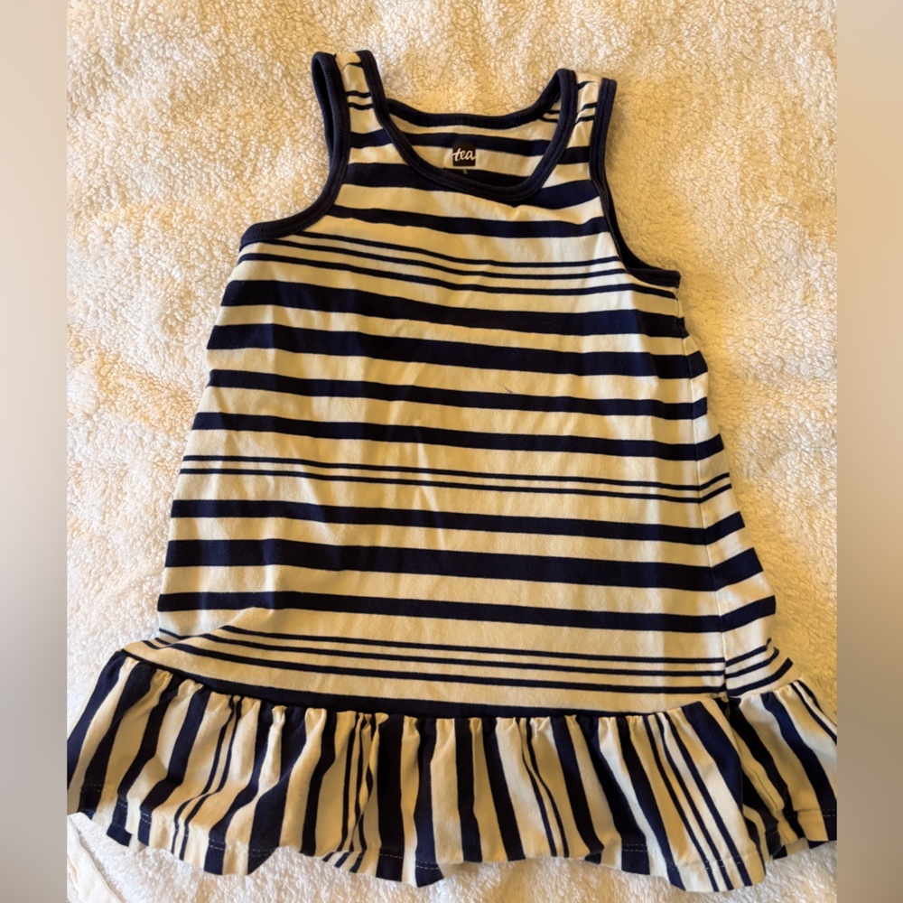 Tea Collection Navy and White Striped Dress